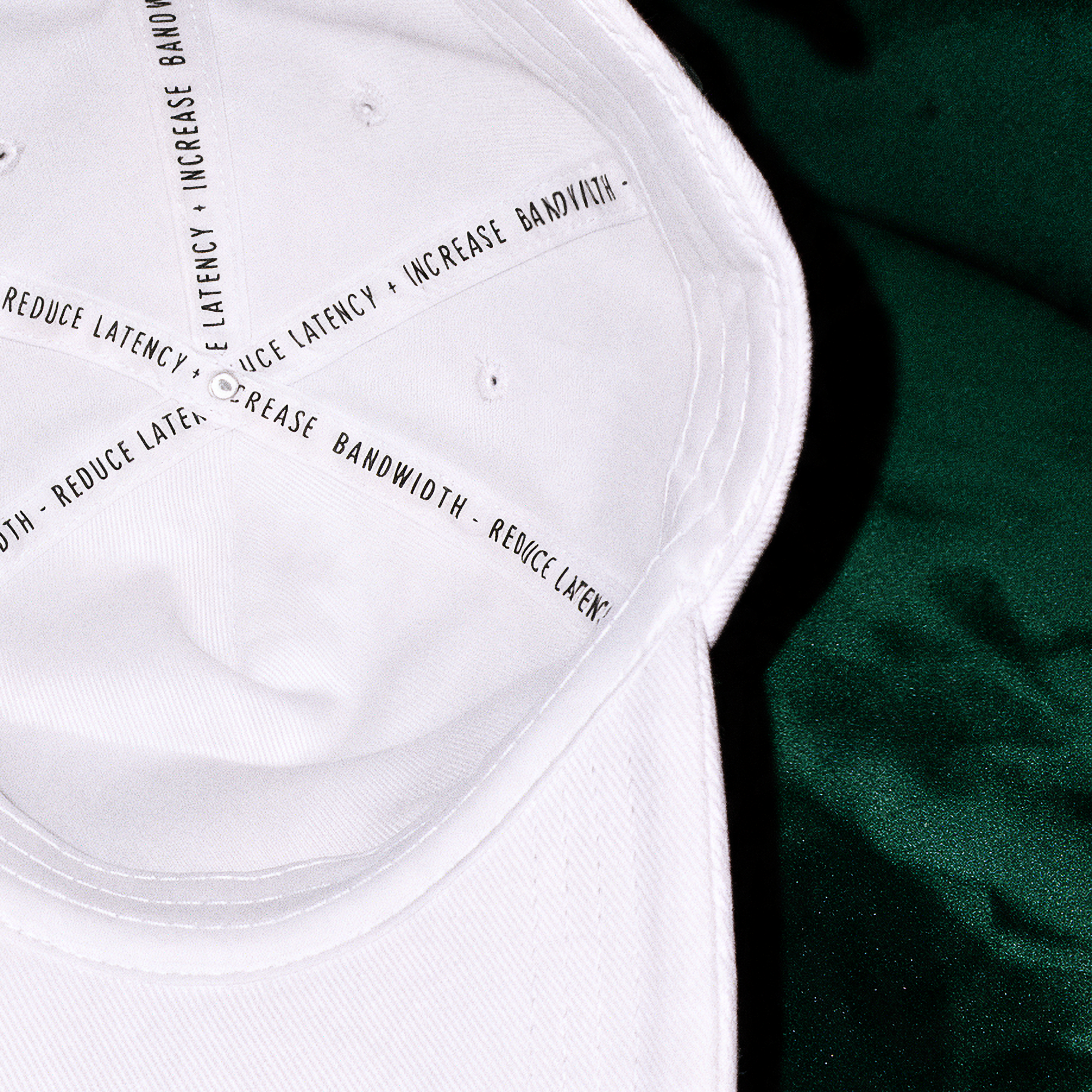 Seam tape detail inside cap